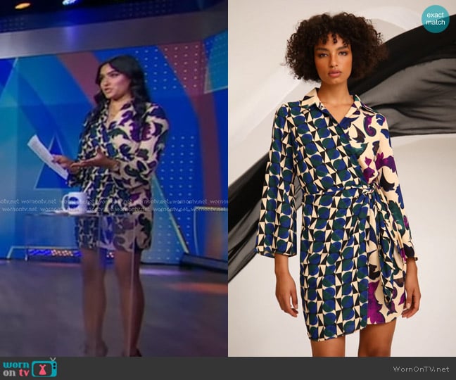 Reena’s mixed print wrap dress on Good Morning America