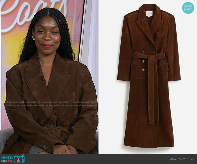 Alexa Chung for Madewell Double-Breasted Blazer Overcoat in Suede worn by Rajni Jacques on Today