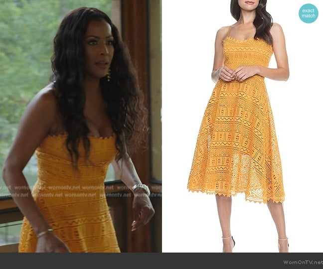 Stacey’s orange lace dress on RHOP