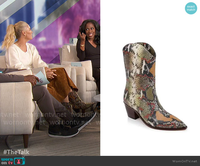 Dune London Pardner Snakeskin Embossed Western Boot worn by Amanda Kloots on The Talk