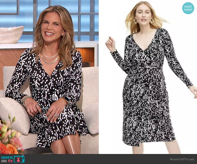 DvF for Target Wrap Dress in Sea Spots worn by Natalie Morales on The Talk