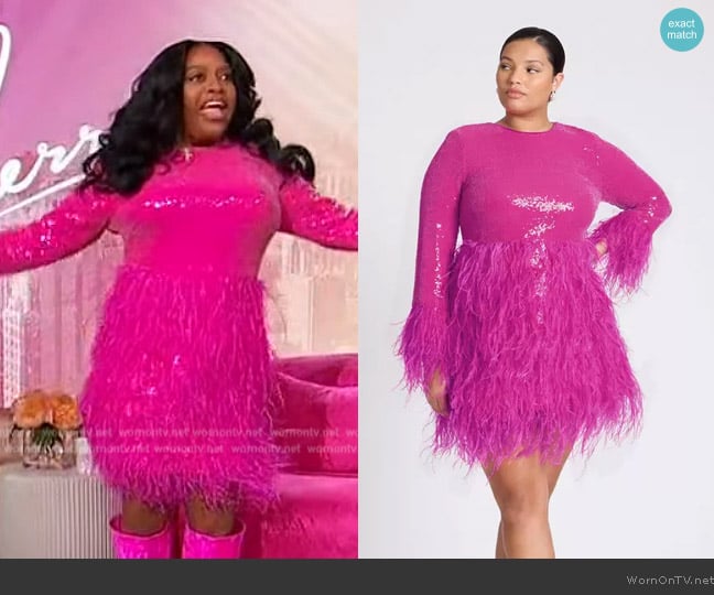 Sherri’s pink sequin feather dress on Sherri