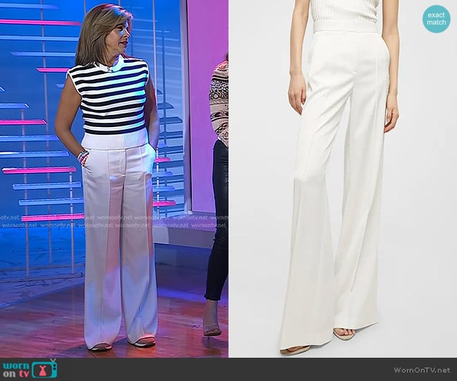 Veronica Beard Edia Wide-Leg Pants in Ivory worn by Hoda Kotb on Today