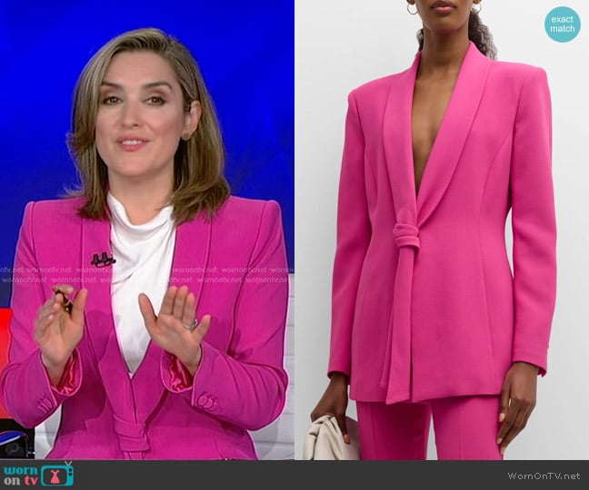 Emporio Armani Knot-Front Crepe Cady Jacket worn by Margaret Brennan on CBS Evening News