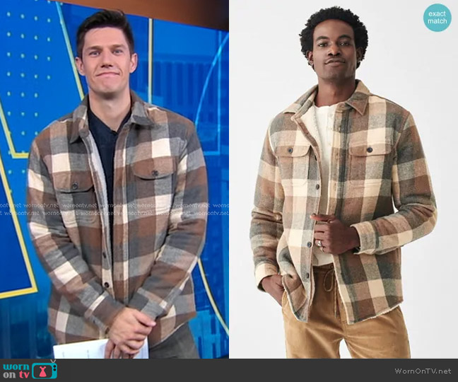 Faherty High Pile Fleece Plaid worn by Trevor Ault on Good Morning America