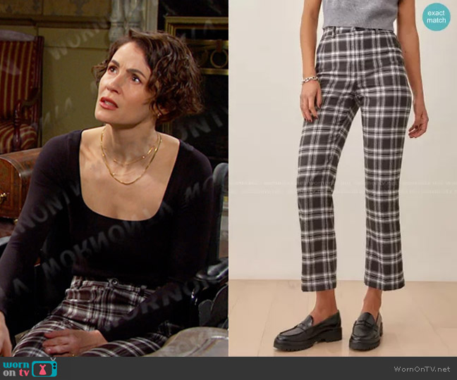 Reformation Franklin Pant worn by Sarah Horton (Linsey Godfrey) on Days of our Lives