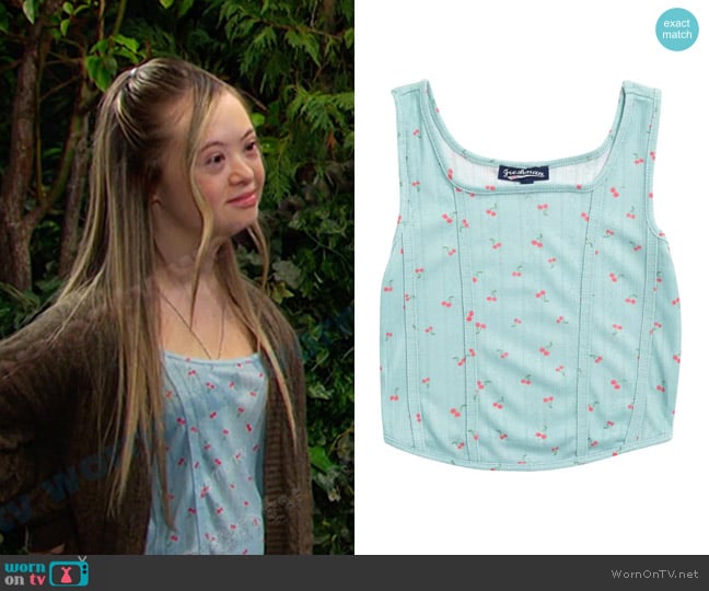 Freshman Kids' Cherry Print Pointelle Tank worn by Felicity Greene (Kennedy Garcia) on Days of our Lives