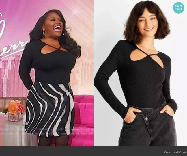 Future Collective Ribbed Cut Out Neck Bodysuit worn by Sherri Shepherd on Sherri