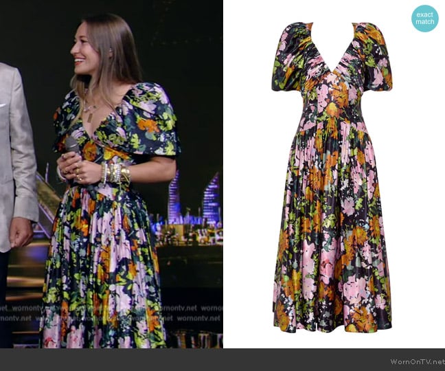 Aje Gabrielle Plunge Midi Dress worn by Lauren Daigle on Live with Kelly and Mark