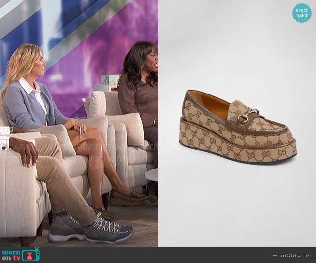 Gucci Idle Monogram Bit Platform Loafers worn by Amanda Kloots on The Talk