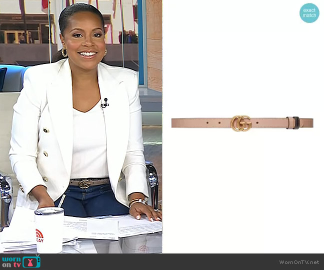 Gucci Reversible Logo-Plaque Belt worn by Sheinelle Jones on Today