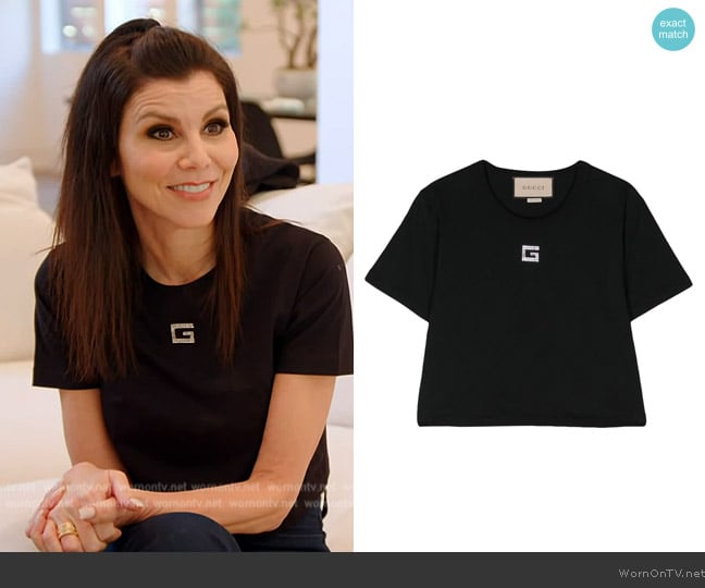 Gucci Square G cotton T-shirt worn by Heather Dubrow on The Real Housewives of Orange County