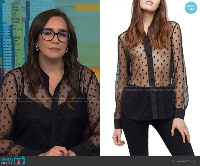 L'Agence Hailie Polka Dot Long-Sleeve Sheer Blouse worn by Savannah Sellers on NBC News Daily