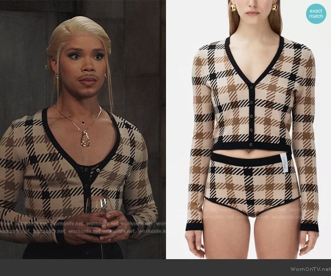 H&M Rokh Jacquard-knit cardigan worn by Nathanial Hardin (Rhoyle Ivy King) on All American Homecoming