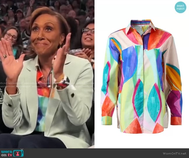 Hinson Wu Halsey Multi Abstract Print Shirt worn by Robin Roberts on Good Morning America