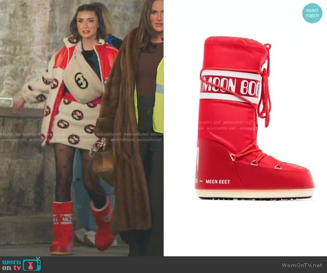 Moon Boot Icon Logo Snow boots worn by Bronwyn Newport on The Real Housewives of Salt Lake City