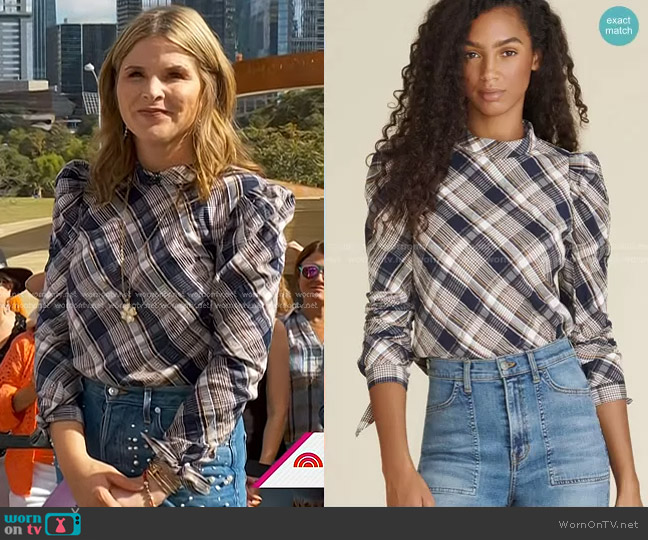 Veronica Beard Isabel Plaid Top worn by Jenna Bush Hager on Today