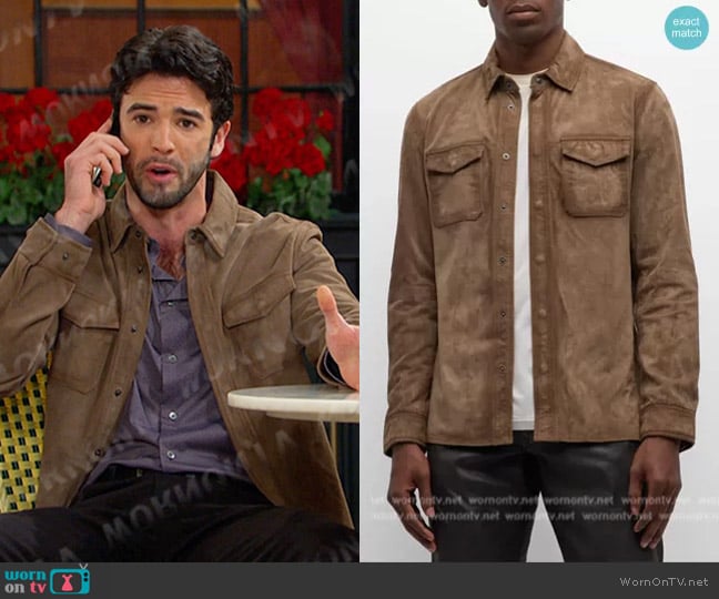 John Varvatos Izzy Suede Shirt Jacket worn by Mark Greene (Jonah Robinson) on Days of our Lives