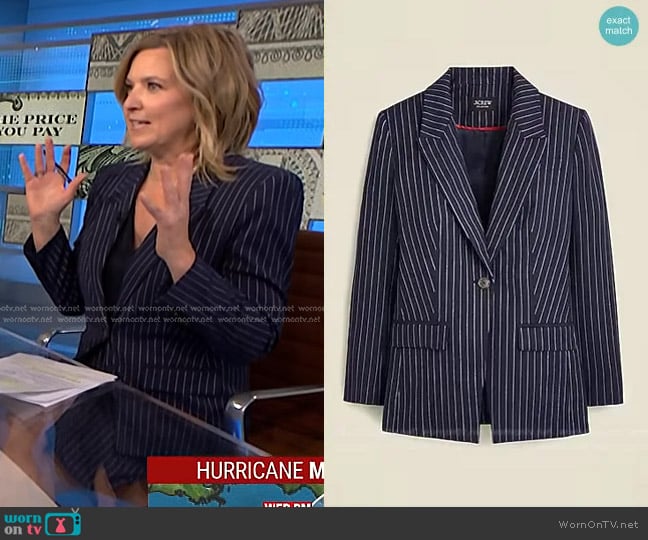 J. Crew Vivienne blazer in pinstripe Italian wool blend worn by Cristine Romans on NBC News Daily