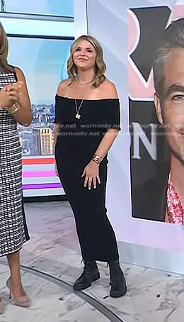 Jenna's black ribbed off-shoulder dress on Today