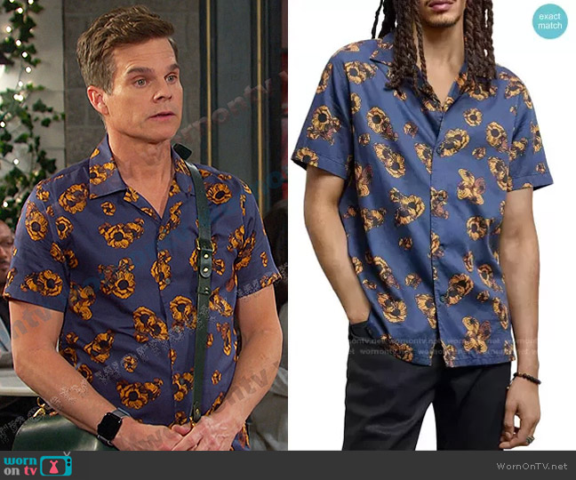 John Varvatos Danny Regular Fit Short Sleeve Shirt worn by Leo Stark (Greg Rikaart) on Days of our Lives