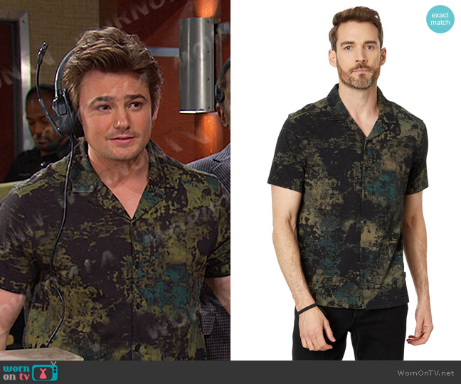 John Varvatos Jacques Shirt in Teakwood worn by Johnny DiMera (Carson Boatman) on Days of our Lives