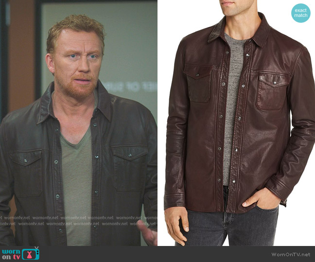 John Varvatos Star USA Leather Shirt Jacket worn by Owen Hunt (Kevin McKidd) on Greys Anatomy