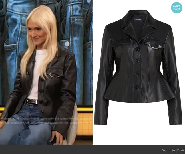 Karl Lagerfeld KL Studio leather blazer worn by Zanna Roberts on The Drew Barrymore Show