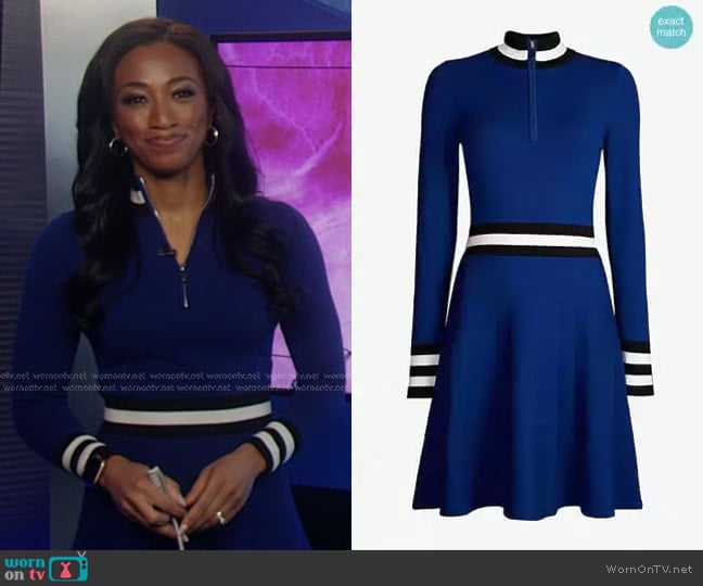 Karen Millen Sporty High-Neck Knitted Dress worn by Brittany Bell on Good Morning America