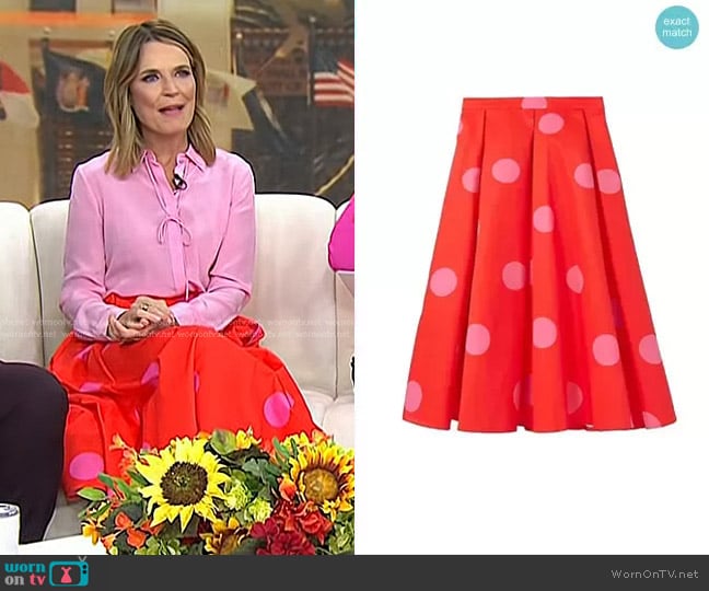 Kate Spade Giant Dot Faille Skirt worn by Savannah Guthrie on Today