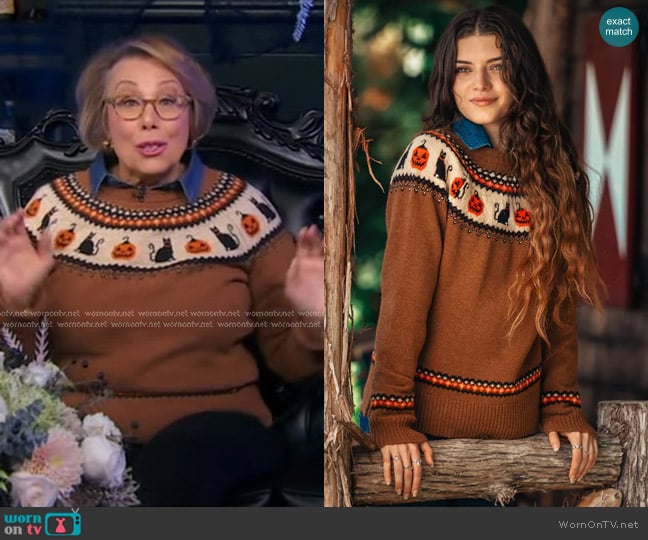 Kiel James Patrick Cat-O-Lantern Sweater worn by Barbara Costello on Good Morning America