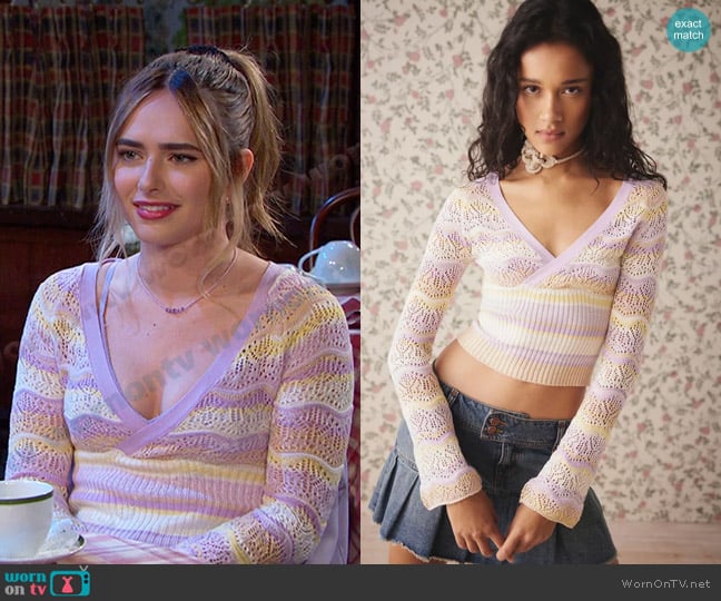 Kimchi Blue Rosario Pointelle Sweater worn by Holly Jonas (Ashley Puzemis) on Days of our Lives