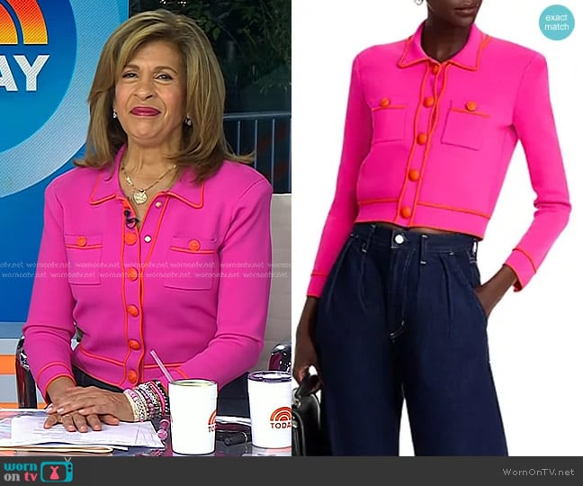 L'Agence Neo Cropped Cardigan in Pink/Orange worn by Hoda Kotb on Today