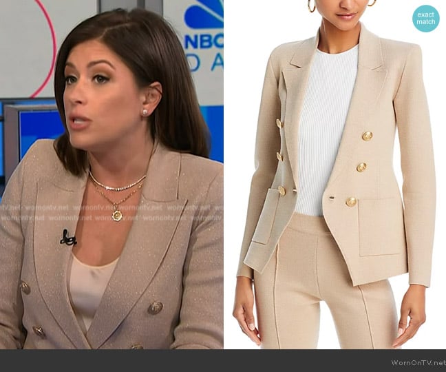 L'Agence Kenzie Metallic Knit Blazer worn by Chloe Melas on NBC News Daily