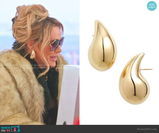 Bottega Veneta Large Drop Earrings in Yellow gold worn by Heather Gay on The Real Housewives of Salt Lake City