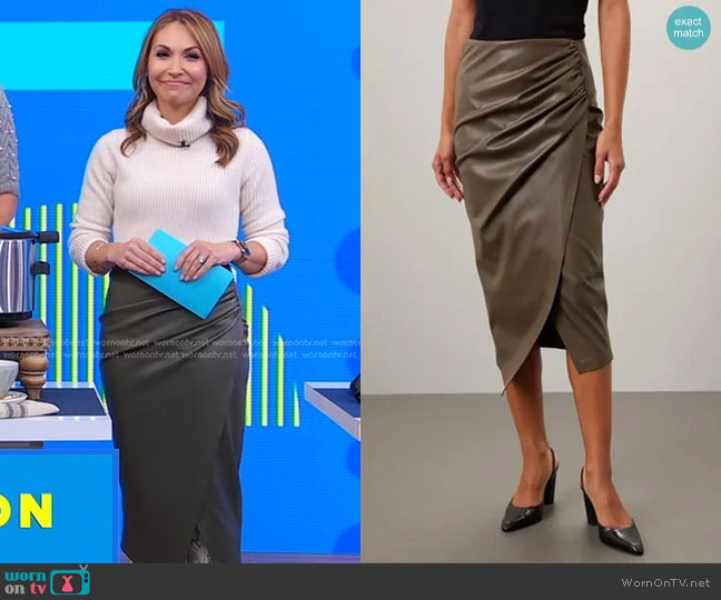 Jason Wu Leather Pencil Skirt in Green worn by Lori Bergamotto on Good Morning America