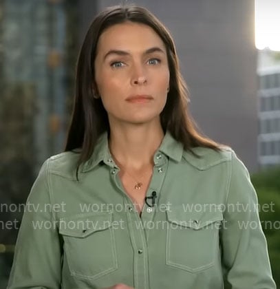 Lilia Luciano's green button down shirt on CBS Mornings