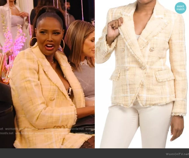 Love Shack Fancy Tweed Pattern Blazer worn by Ubah Hassan on The Real Housewives of New York City