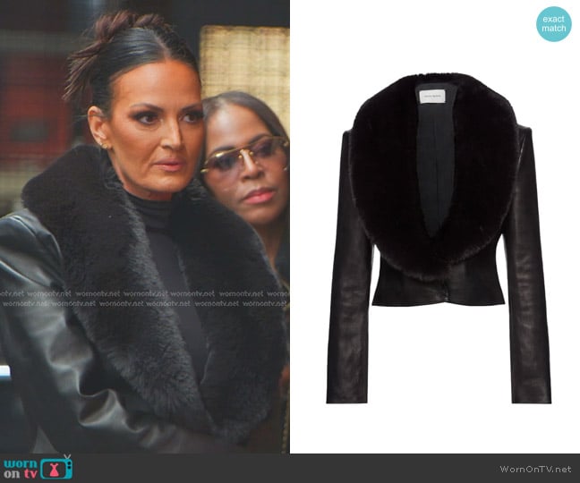 Magda Butrym Faux Fur-trimmed Leather Jacket worn by Lisa Barlow on The Real Housewives of Salt Lake City