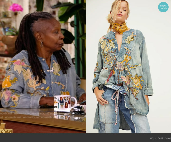 Magnolia Pearl Johnny Embroidered Shirt worn by Whoopi Goldberg on The View