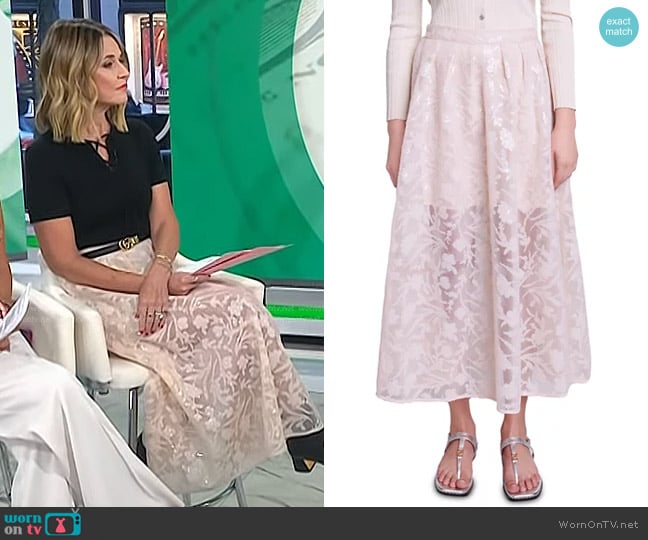 Maje Sequin Maxi Skirt in Beige worn by Savannah Guthrie on Today