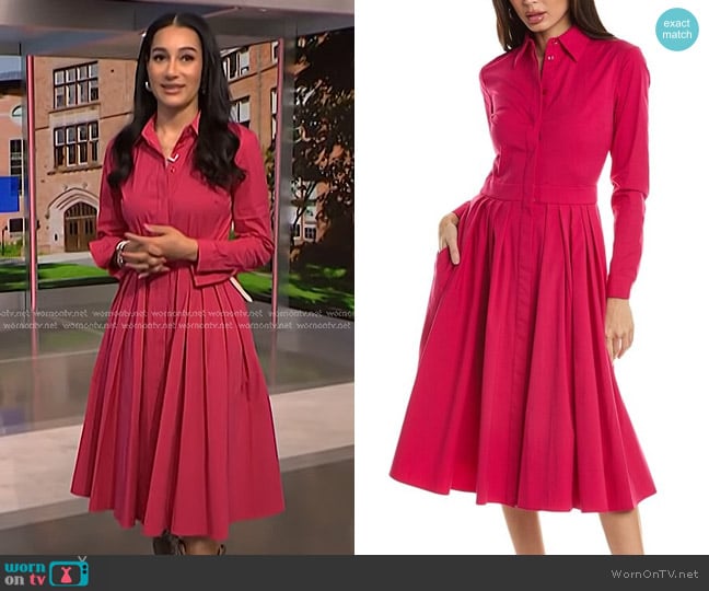 Michael Kors Collection Poplin Shirtdress worn by Morgan Radford on NBC News Daily