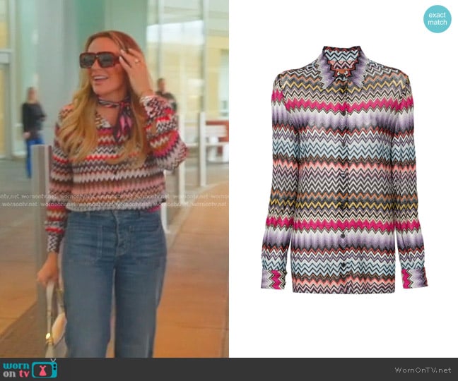 Missoni Long-sleeve Zigzag-knit Shirt worn by Heather Gay on The Real Housewives of Salt Lake City