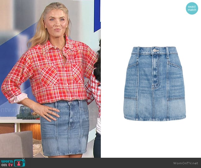 Mother The Line Up Swooner Denim Miniskirt worn by Amanda Kloots on The Talk