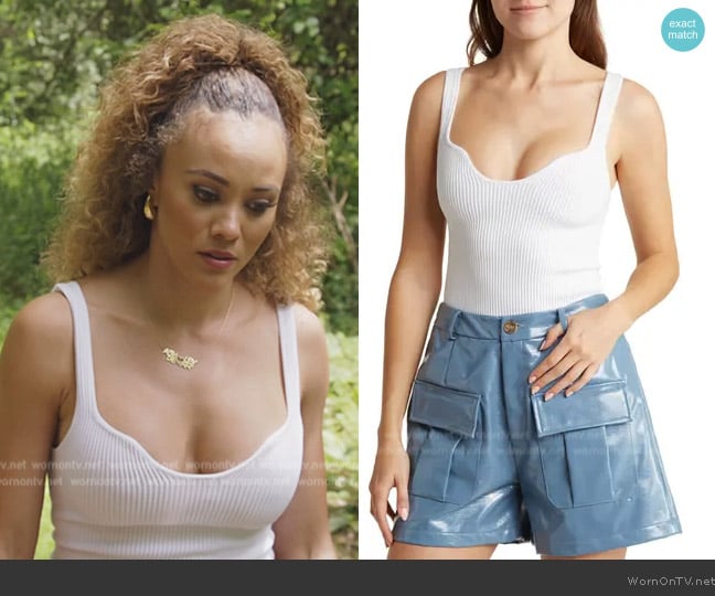 NSR Notch Neck Ribbed Knit Top worn by Ashley Darby on The Real Housewives of Potomac