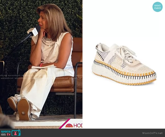 Chloe Nama Platform Sneaker in Biscotti Beige worn by Hoda Kotb on Today