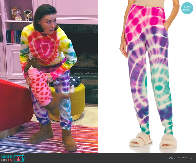 The Elder Statesman Dub Bullseye Heavy Jogger worn by Bronwyn Newport on The Real Housewives of Salt Lake City