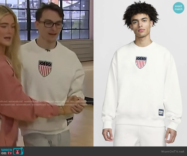 Nike Team USA Solo Swoosh Sweatshirt worn by Stephen Nedoroscik on Access Hollywood