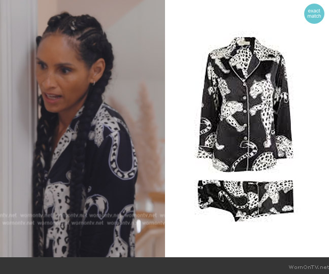 Olivia Von Halle Silk Lila Isla Pyjama Set worn by Racquel Chevremont on The Real Housewives of New York City