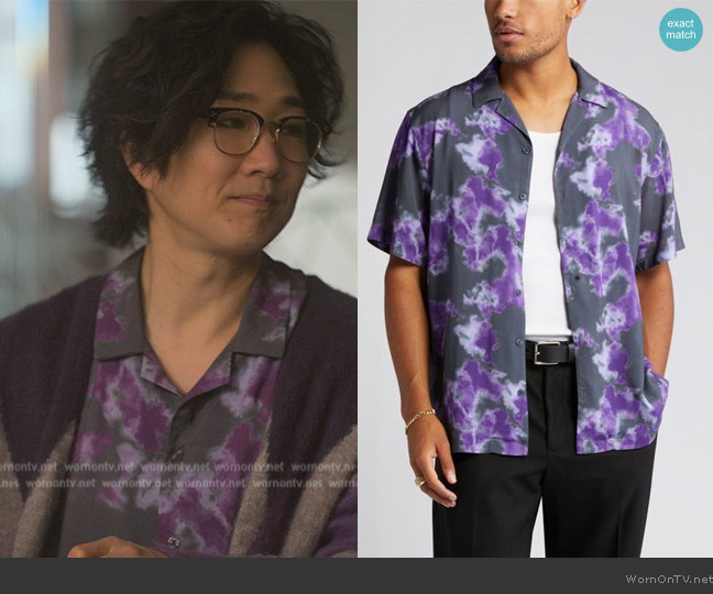 Open Edit Relaxed Fit Sky Print Button Up Camp Shirt worn by Daniel Kim (Tim Jo) on Reasonable Doubt